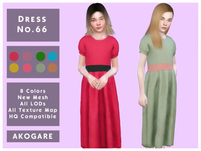Sims 4 Dress No.66 by Akogare at TSR