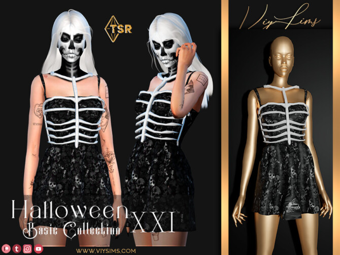 Sims 4 Halloween XXI   Skull Dress V.1 by Viy Sims at TSR