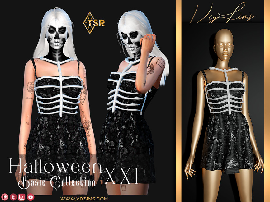 Halloween Xxi Skull Dress V1 By Viy Sims At Tsr Sims 4 Updates