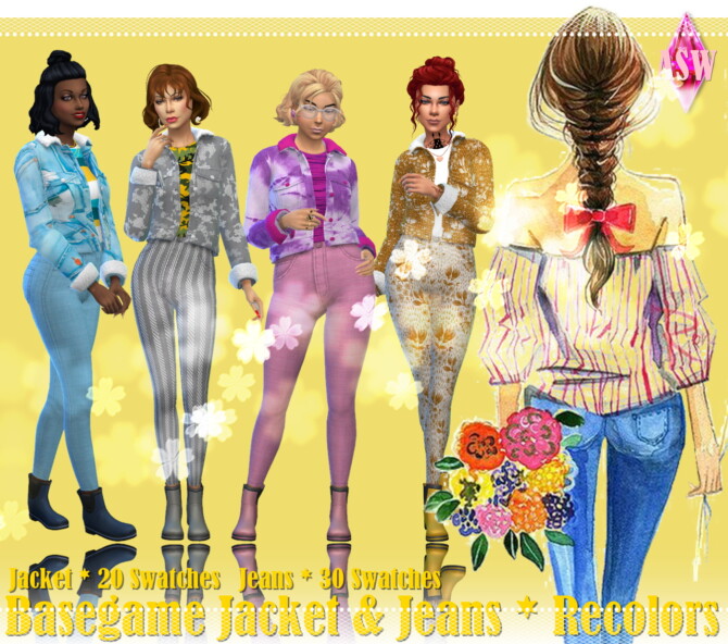 Sims 4 Basegame Jacket & Jeans Recolors at Annett’s Sims 4 Welt