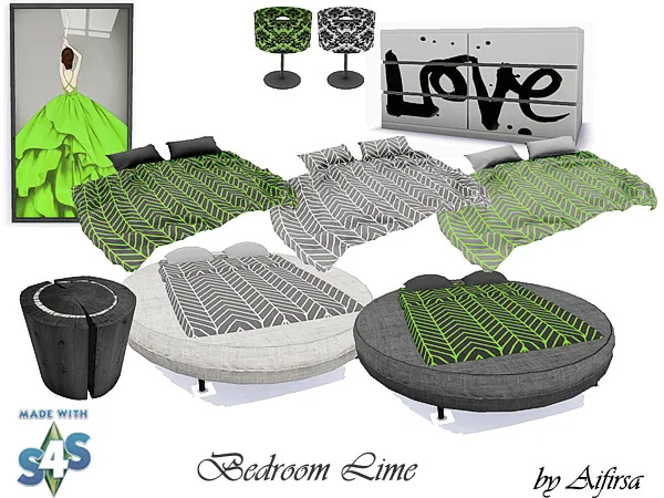 Sims 4 Lime bedroom at Aifirsa