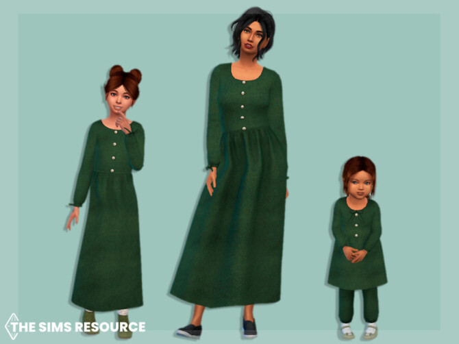 Sims 4 Long warm dress with ribbons Toddler by MysteriousOo at TSR