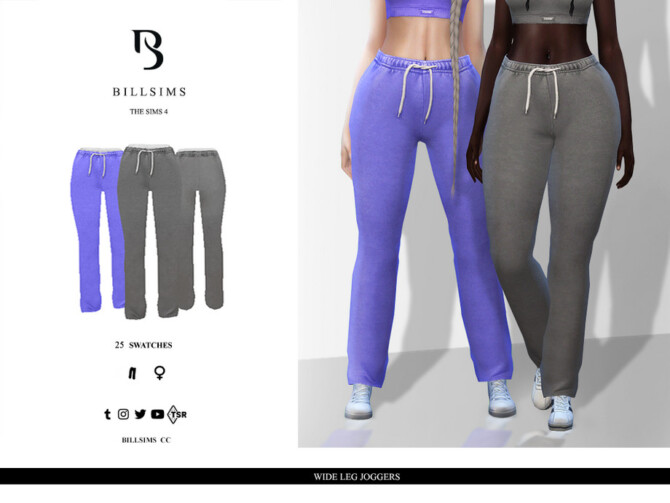 Sims 4 Wide Leg Joggers by Bill Sims at TSR