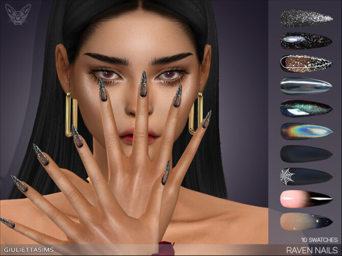 Sims 4 Raven Nails by feyona at TSR
