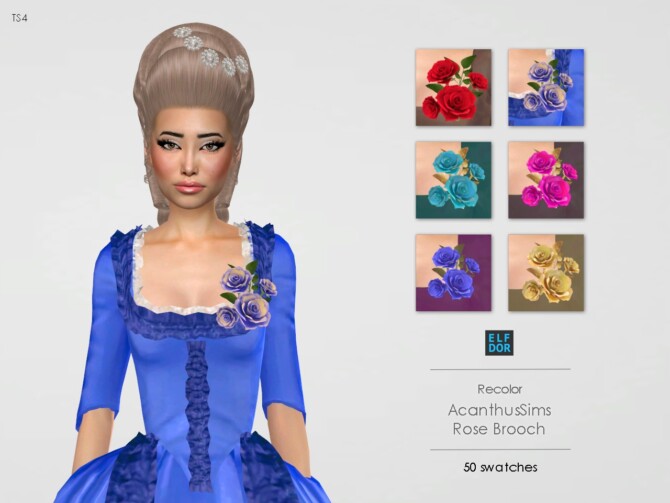 Sims 4 AcanthusSims Rose Brooch RC at Elfdor Sims