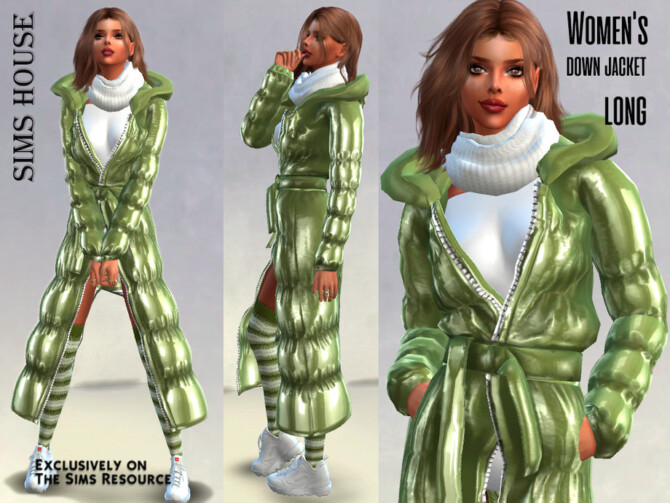 Sims 4 Womens long down jacket by Sims House at TSR