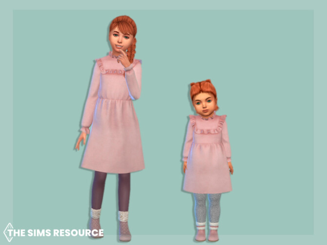 Sims 4 Long sleeve ruffle dress Toddler by MysteriousOo at TSR