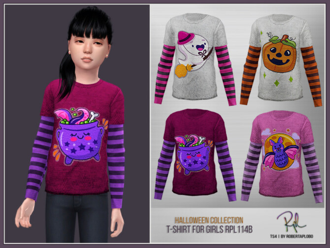 Sims 4 Halloween Collection T Shirt for Girls RPL114B by RobertaPLobo at TSR