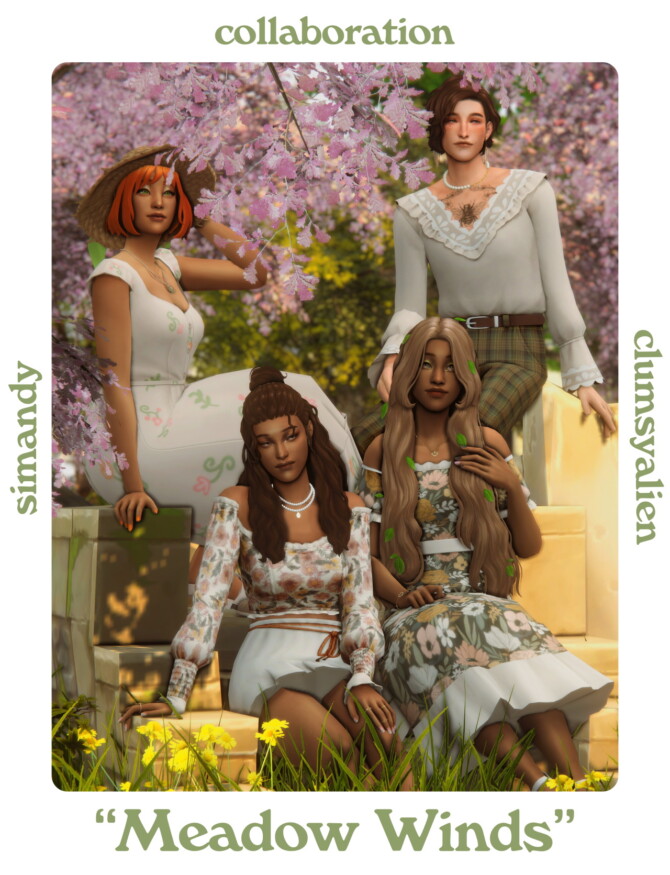 Sims 4 Meadow Winds collaboration set by SIMANDY x CLUMSYALIEN
