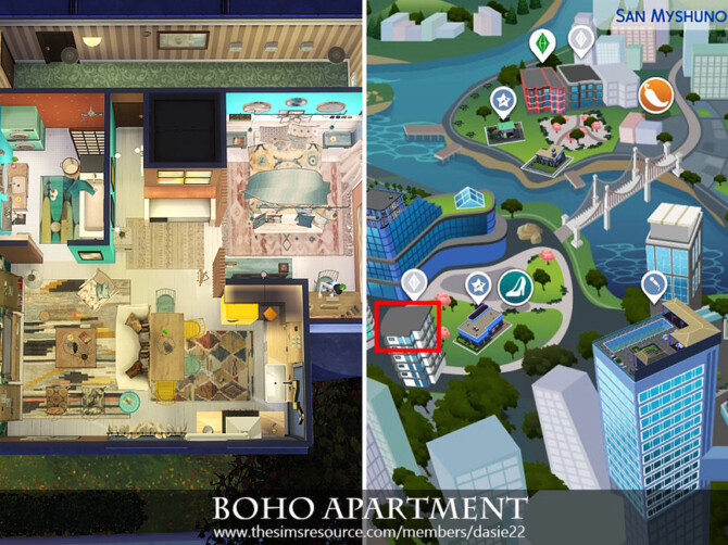 Sims 4 Boho Apartment by dasie2 at TSR