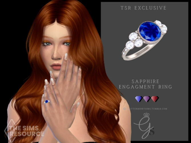 Sims 4 Sapphire Engagement Ring by Glitterberryfly at TSR