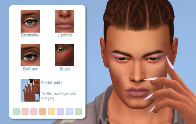 Sims 4 PASTEL collection nails & makeup at Frenchie Sim