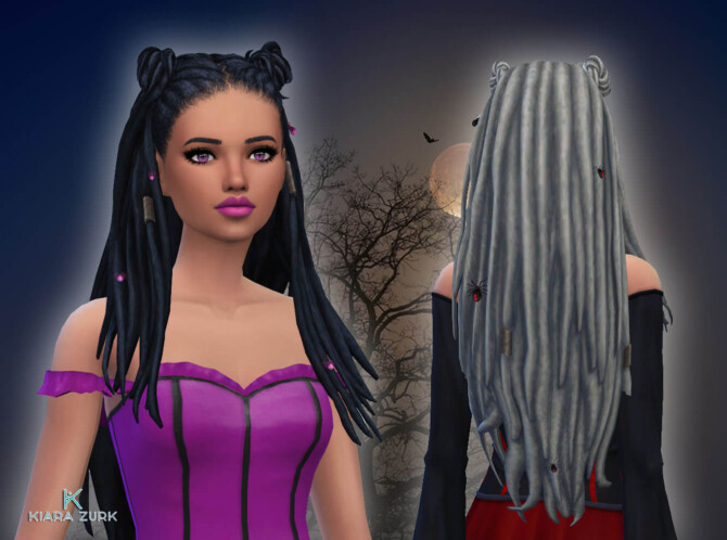 Sims 4 Halloween Hairstyle + Spider Accessory at My Stuff Origin