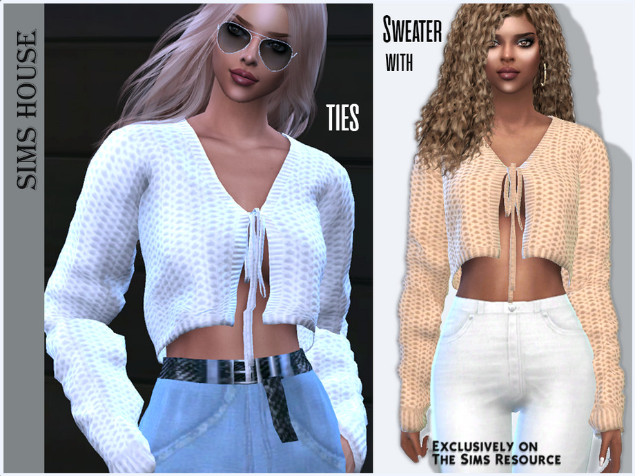 Sweater with ties by Sims House at TSR » Sims 4 Updates