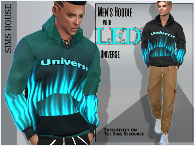 Sims 4 Mens Hoodie with LED by Sims House at TSR