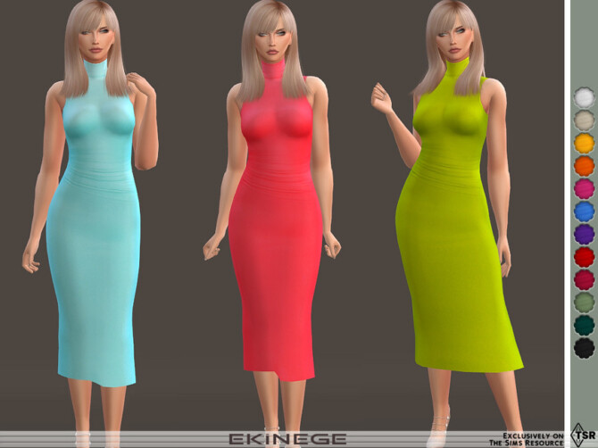 Sims 4 Sleeveless Turtleneck Dress by ekinege at TSR