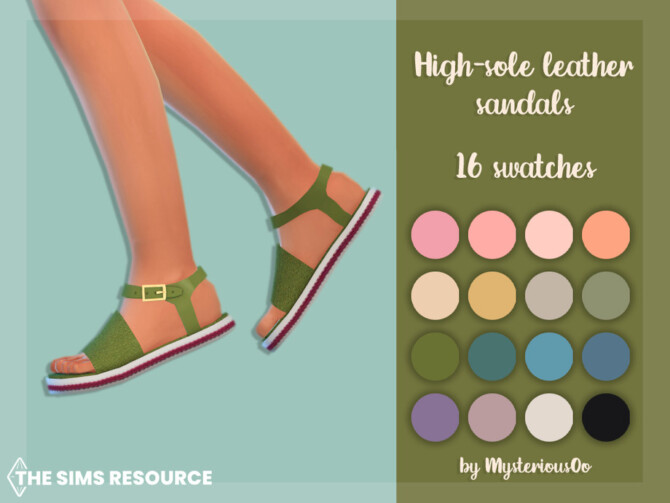 Sims 4 High sole leather sandals by MysteriousOo at TSR
