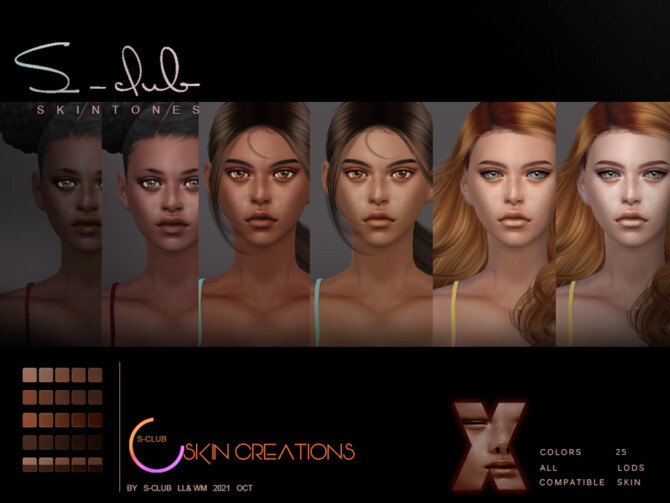 Sims 4 Female Natural Freckles skintones by S Club at TSR