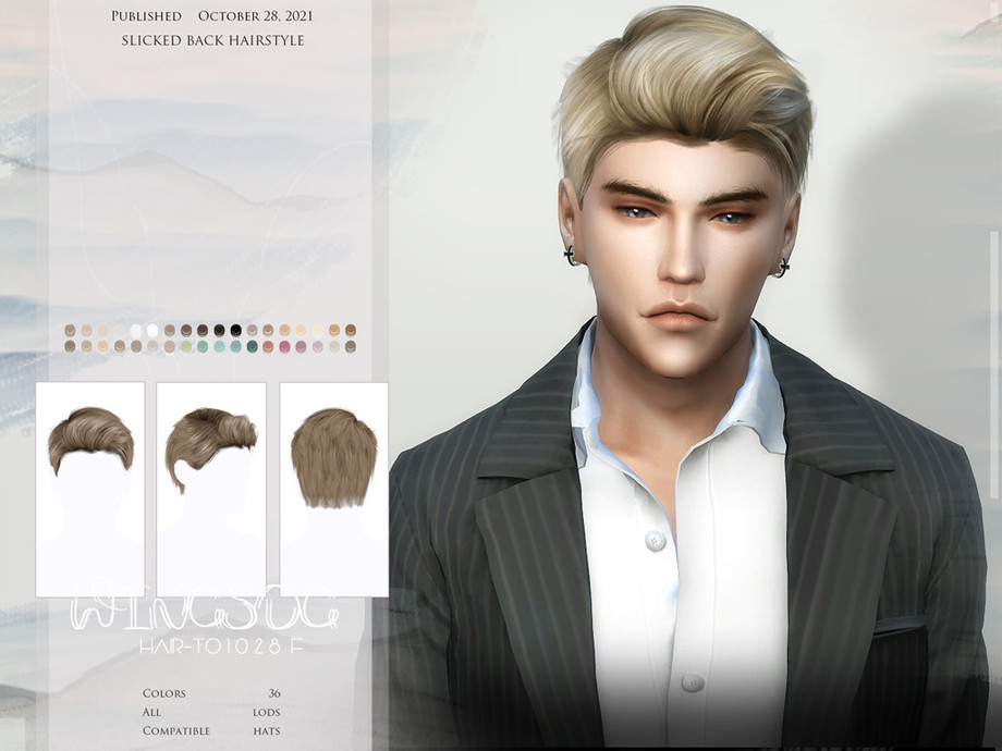 Wings To1028 Slicked Back Hairstyle By Wingssims At Tsr Sims 4 Updates