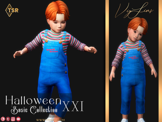 Sims 4 Halloween XXI [Basic Collection] Toddler Outfit V.1 Chucky by Viy Sims at TSR