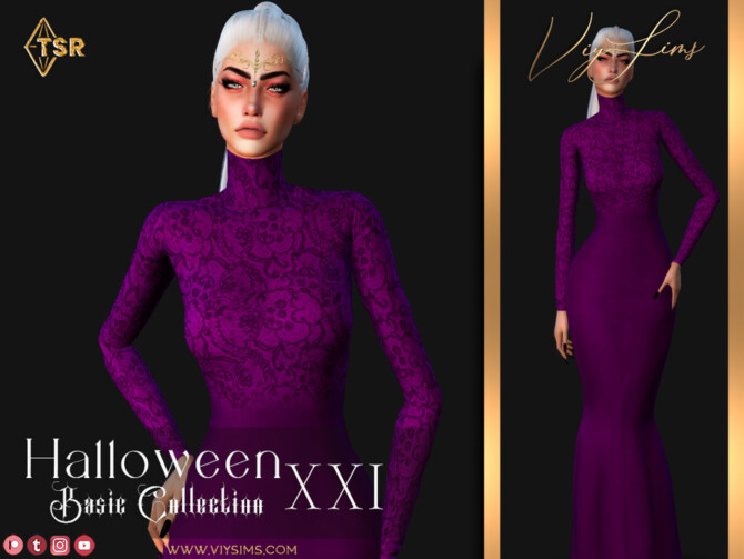 Sims 4 Halloween XXI [Basic Collection] Dress V.2 by Viy Sims at TSR