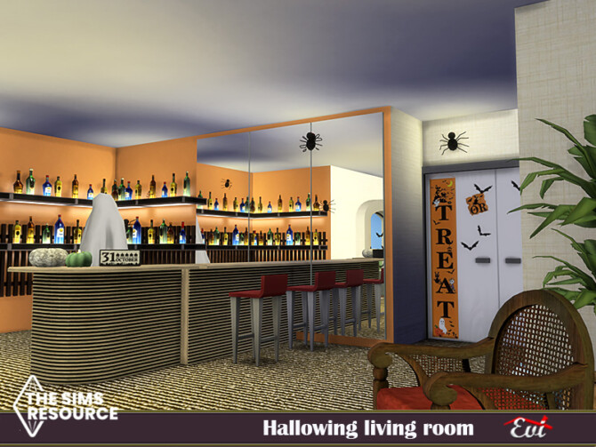 Sims 4 Halloween living room by evi at TSR