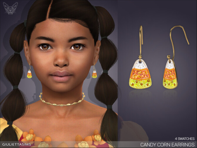 Sims 4 Candy Corn Earrings kids by feyona at TSR