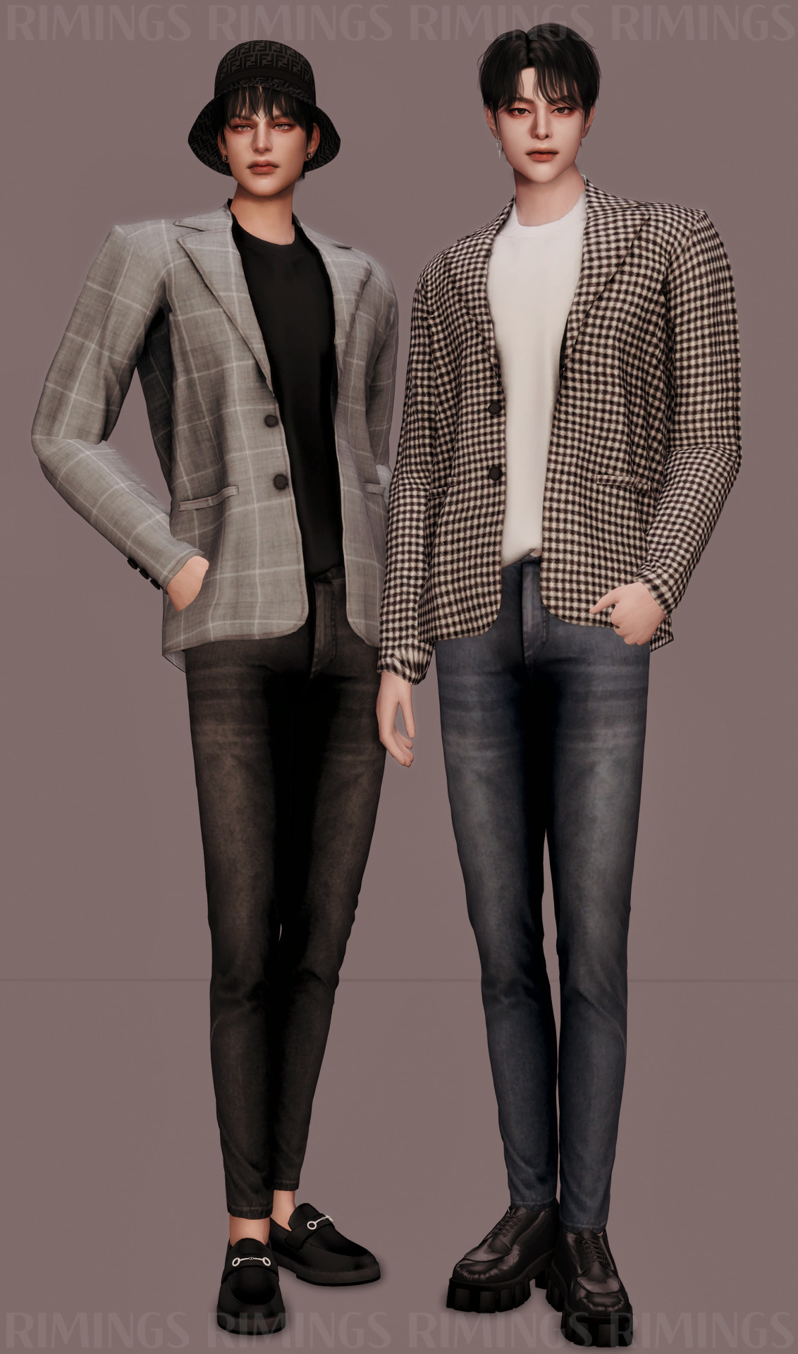 Check Jacket & Basic T-Shirt & Super Skinny Jeans at RIMINGs » Sims 4 ...