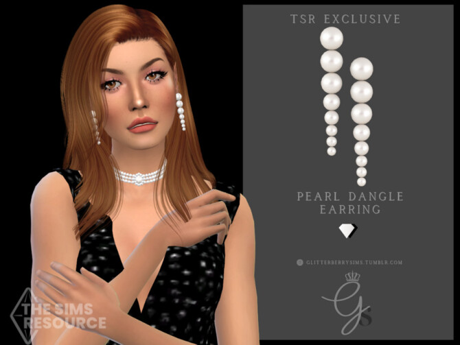 Sims 4 Pearl Dangle Earrings by Glitterberryfly at TSR