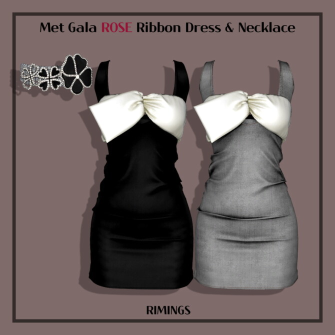 Sims 4 Met Gala ROSE Ribbon Dress at RIMINGs