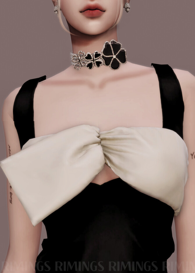 Sims 4 Met Gala ROSE Ribbon Dress at RIMINGs