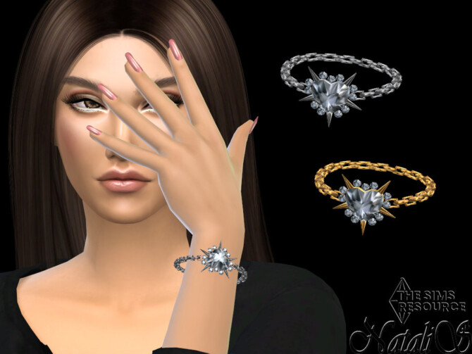 Sims 4 Spiked crystal heart bracelet by NataliS at TSR
