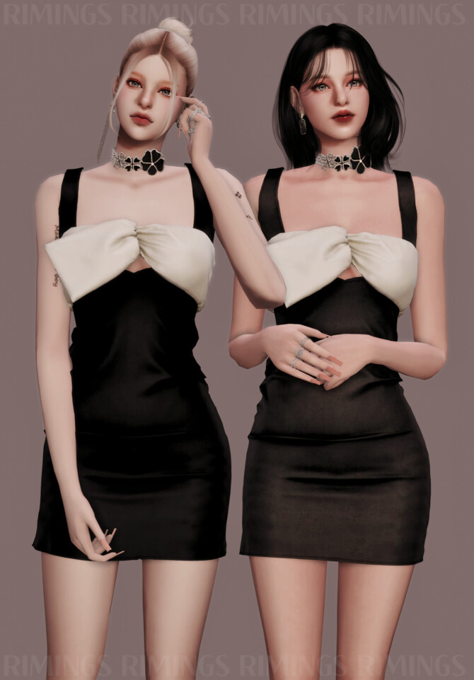 Sims 4 Met Gala ROSE Ribbon Dress at RIMINGs