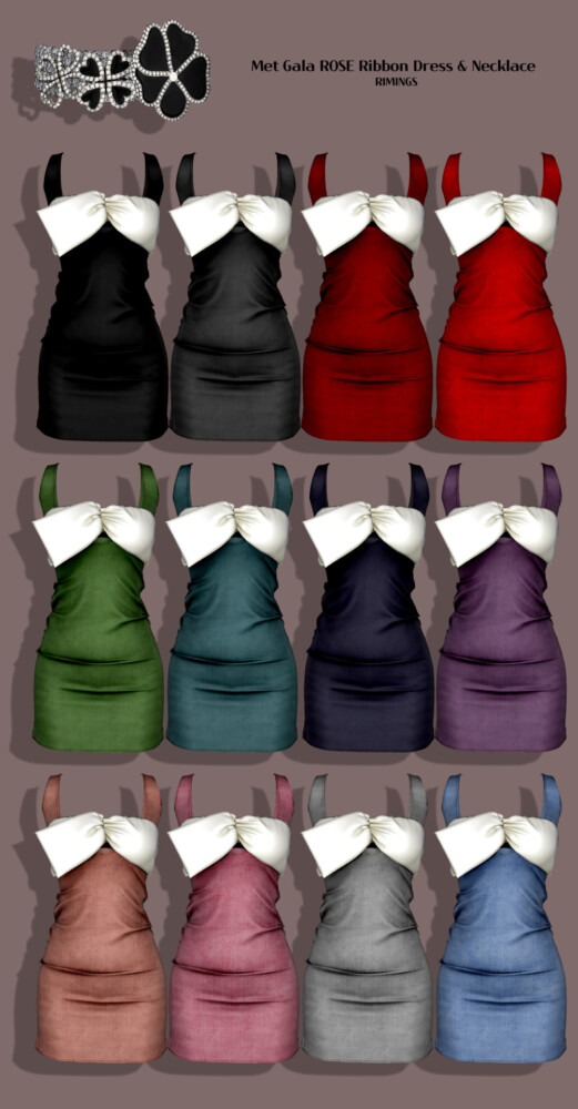 Sims 4 Met Gala ROSE Ribbon Dress at RIMINGs