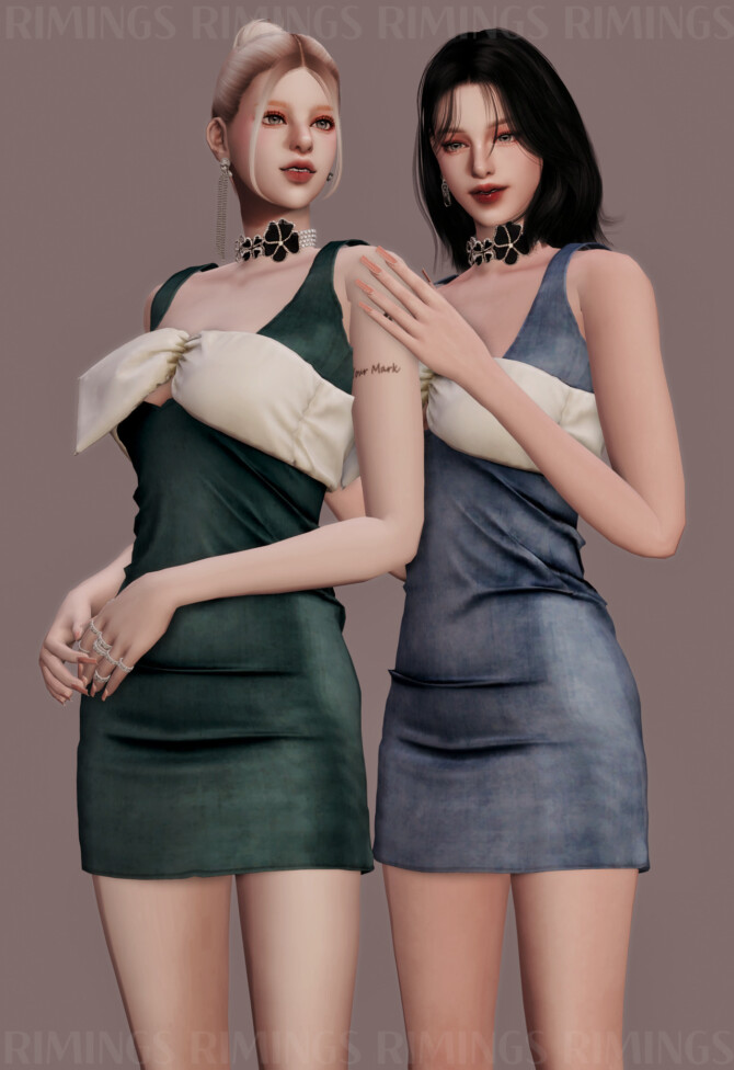 Sims 4 Met Gala ROSE Ribbon Dress at RIMINGs