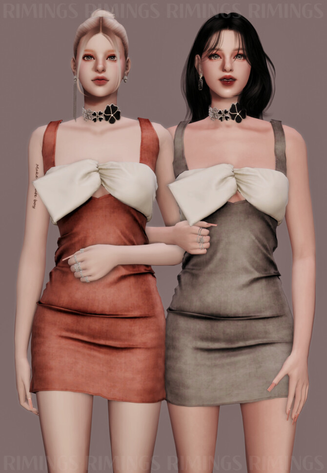 Sims 4 Met Gala ROSE Ribbon Dress at RIMINGs