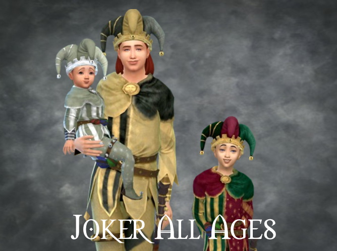 Sims 4 TSM Joker & Jester Outfits updated and improved at Medieval Sim Tailor