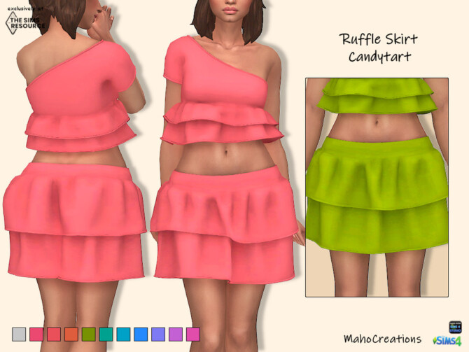 Sims 4 Ruffle Skirt Candytart by MahoCreations at TSR