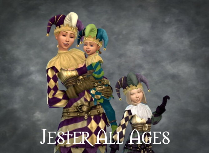 Sims 4 TSM Joker & Jester Outfits updated and improved at Medieval Sim Tailor