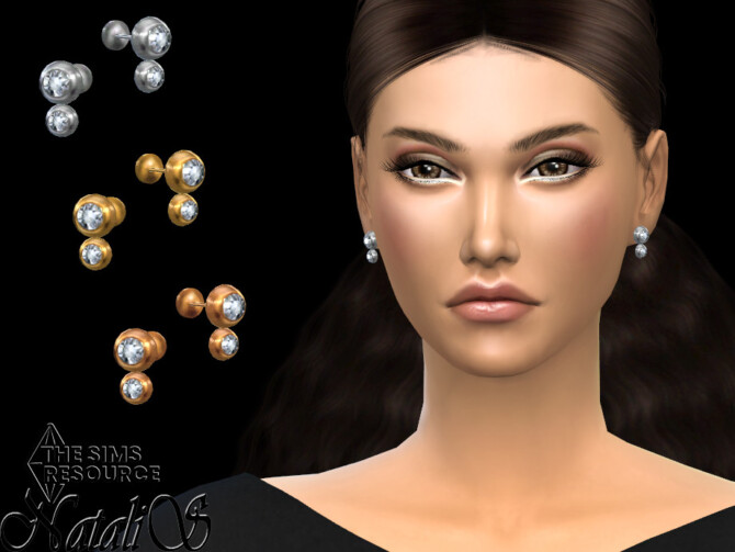 Sims 4 Double bezel diamond stud earrings by NataliS at TSR