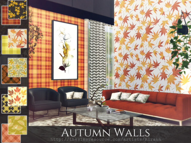 Sims 4 Autumn Walls by Rirann at TSR