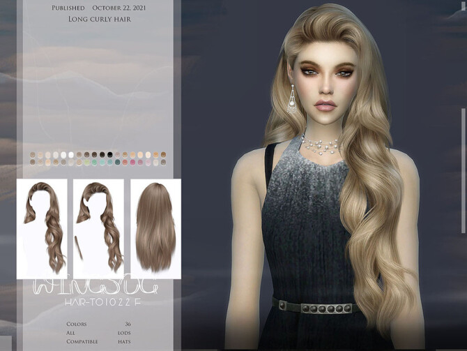 Sims 4 Long curly hair by wingssims at TSR