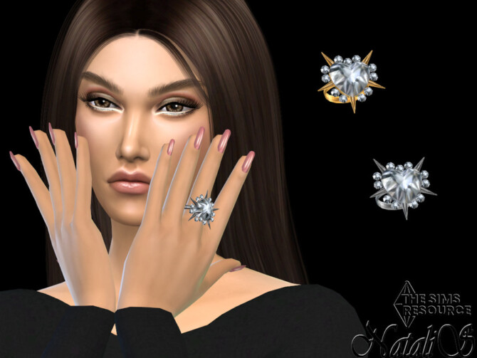 Sims 4 Spiked crystal heart ring by NataliS at TSR
