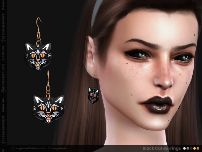 Sims 4 Black Cat earrings by sugar owl at TSR