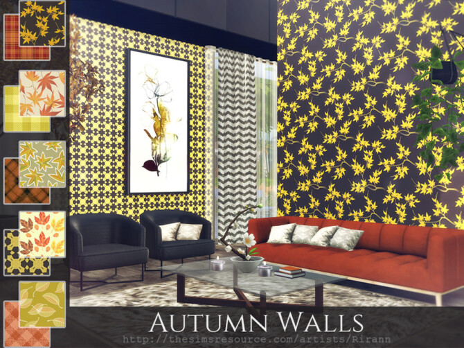 Sims 4 Autumn Walls by Rirann at TSR