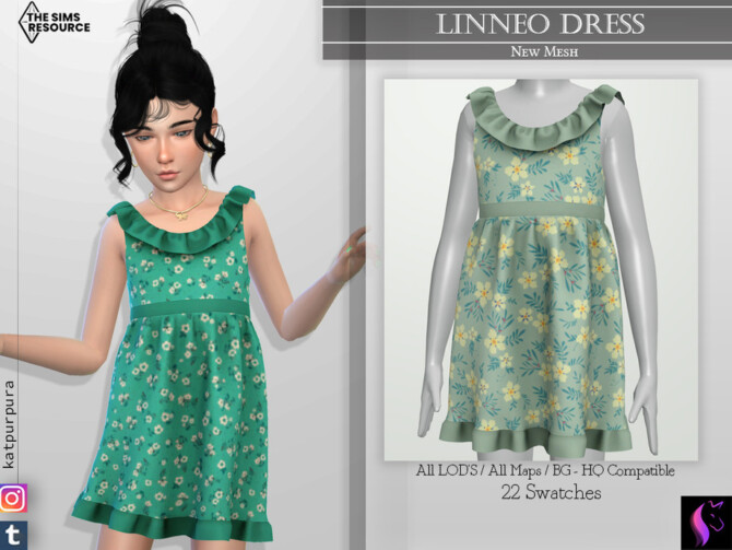 Sims 4 Linneo Dress by KaTPurpura at TSR