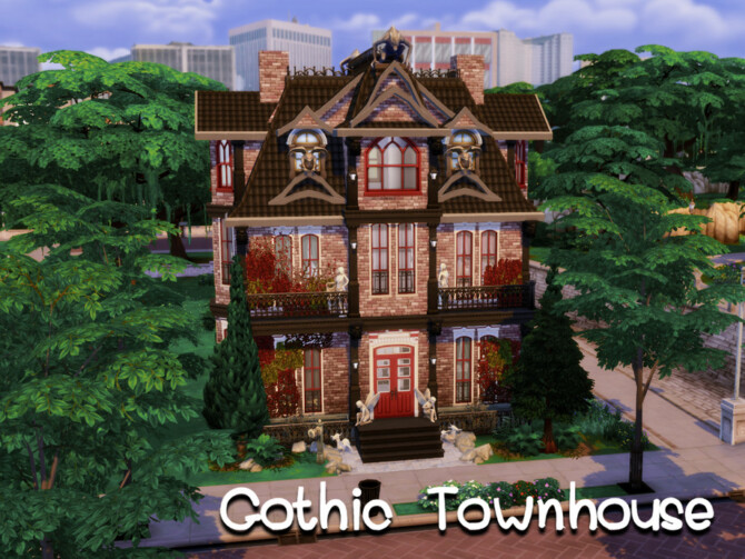Sims 4 Gothic Townhouse by GenkaiHaretsu at TSR