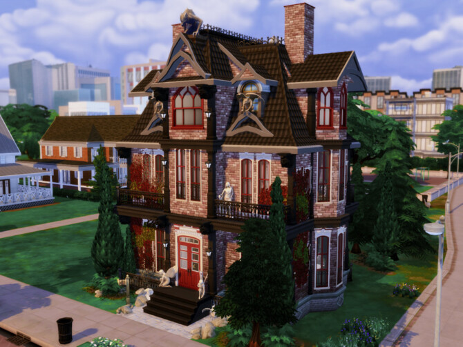 Sims 4 Gothic Townhouse by GenkaiHaretsu at TSR