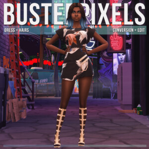 Dress + Hairs S3 Conversion + Edit at Busted Pixels