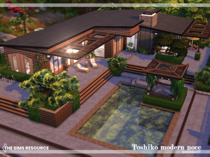 Sims 4 Toshiko Modern House by Moniamay72 at TSR
